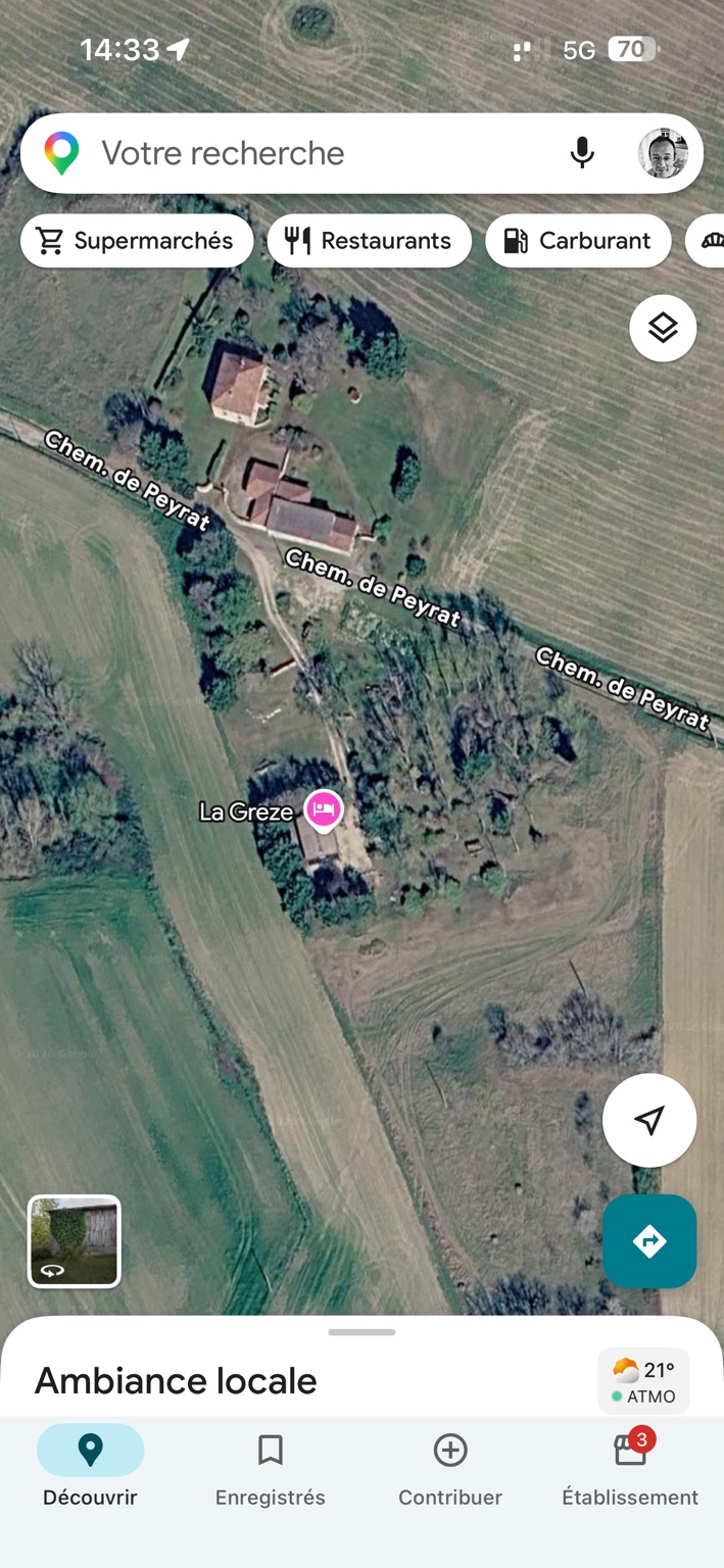 Vue aérienne de La Grèze, issue du dossier du terrain